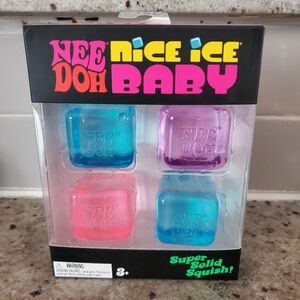 NeeDoh Nice Ice Baby 4 pack, Set of Four Nee Doh Mini Nice Cube Pink Blue Purple